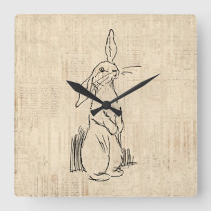 Reloj Cuadrado Antecedentes artísticos de conejo fresco