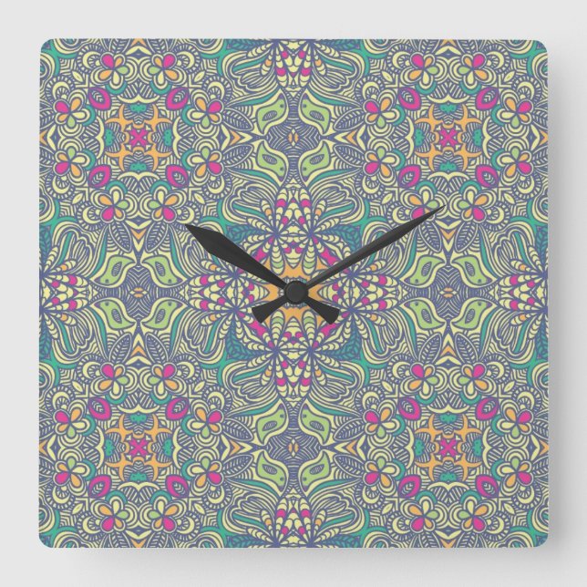 Reloj Cuadrado Antecedentes vintage abstractos (Anverso)
