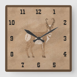 Reloj Cuadrado Antelope de Pronghorn de pie del suroeste