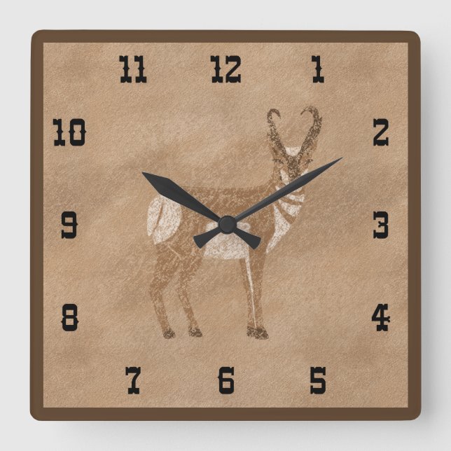 Reloj Cuadrado Antelope de Pronghorn de pie del suroeste (Anverso)
