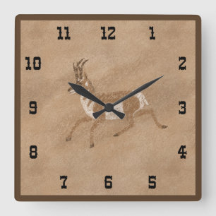 Reloj Cuadrado Antelope de Pronghorn en el Suroeste