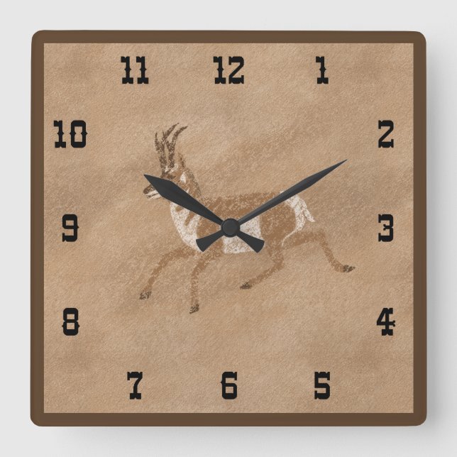 Reloj Cuadrado Antelope de Pronghorn en el Suroeste (Anverso)