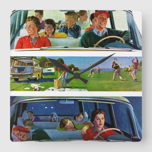 Reloj Cuadrado Antes, durante y después del picnic (Anverso)