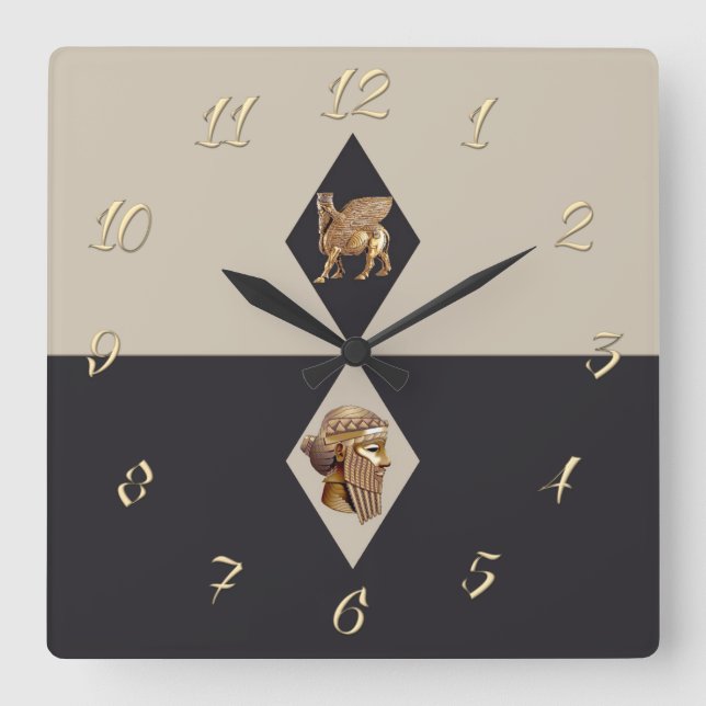 Reloj Cuadrado Antigua Asiria (Anverso)