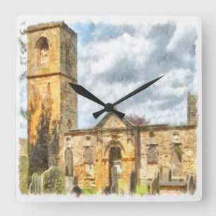 Reloj Cuadrado Antigua Iglesia de la Arquitectura Gótica de la Sa