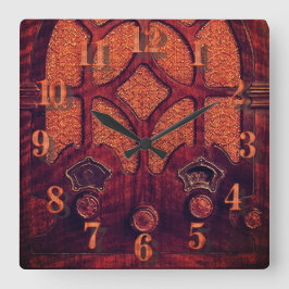 Reloj Cuadrado Antigua radio madera elegante arte deco catedral