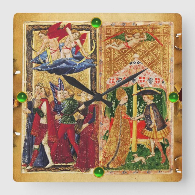 RELOJ CUADRADO ANTIGUA RENAISSANCE TAROTS 6 / LOS AMANTES (Anverso)