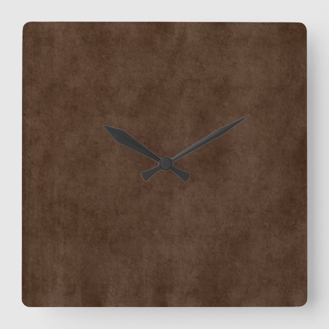 Reloj Cuadrado Antigüedad de pergamino marrón oscuro de espresso  (Anverso)