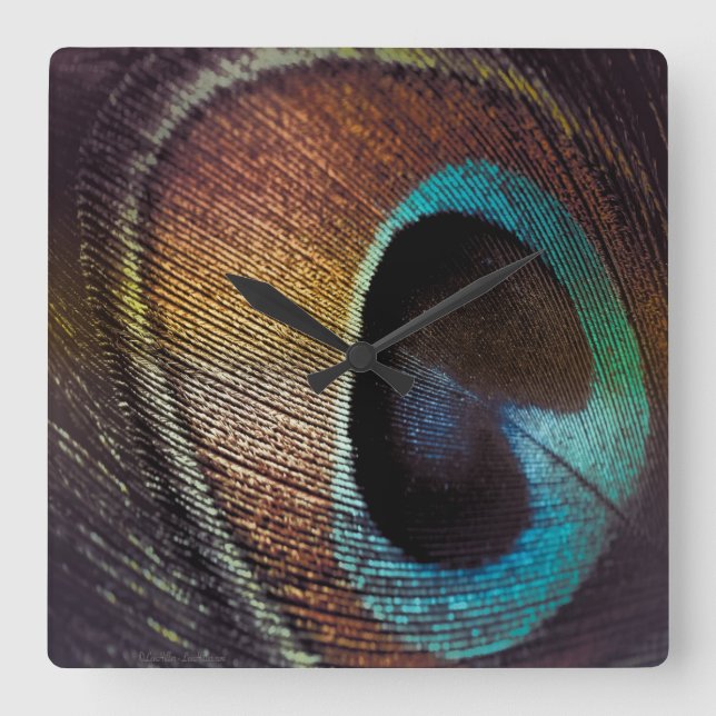 Reloj Cuadrado Antiguo Hues Peacock Feather Eye (Anverso)