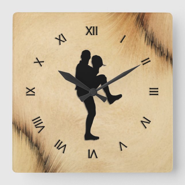 Reloj Cuadrado Antiguo jugador de béisbol lanzador números romano (Anverso)