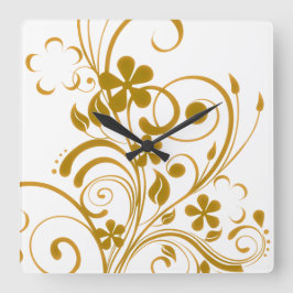 Reloj Cuadrado Antiguo Swirl Floral Gold