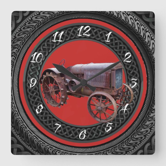 RELOJ CUADRADO ANTIGUO TRACTOR (Anverso)