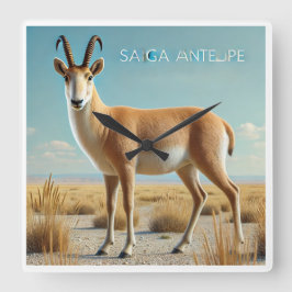 Reloj Cuadrado Antílope Saiga en el desierto