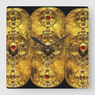 RELOJ CUADRADO ANTIQUE CELTIC WARRIOR SHIELD WITH  RUBY GEMSTONES