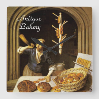 RELOJ CUADRADO ANTIQUE OVEN BAKER ,BAKERY BREAD TIENDA