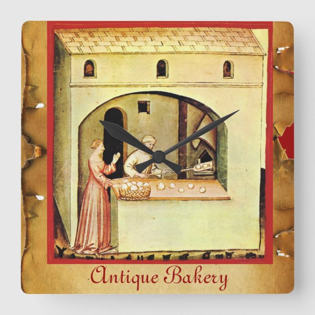 RELOJ CUADRADO ANTIQUE OVEN BAKER ,BAKERY BREAD TIENDA (Anverso)
