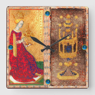 RELOJ CUADRADO ANTIQUE RENAISSANCE TAROT/ACE AND QUEEN OF CUPS