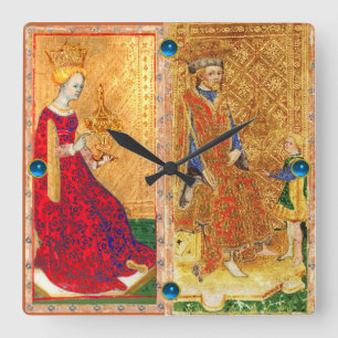 RELOJ CUADRADO ANTIQUE RENAISSANCE TAROTS/ KING AND QUEEN OF CUPS