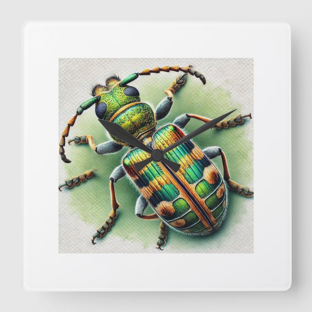 Reloj Cuadrado Antlike flower beetle 121024IREF207 - Watercolor (Anverso)