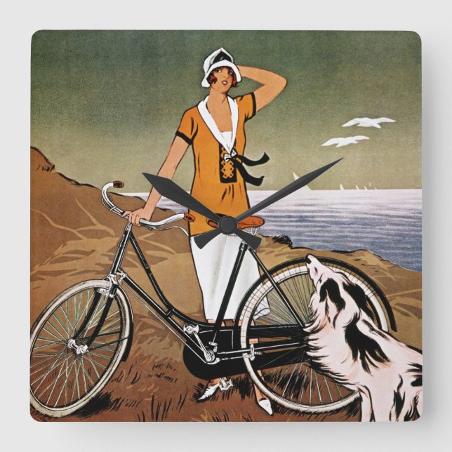 Reloj Cuadrado Anuncio de bicicleta, 1925 (Anverso)