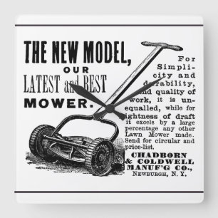 Reloj Cuadrado Anuncio de cortadora de césped vintage