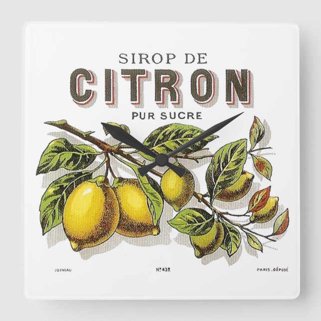 Reloj Cuadrado Anuncio de Sirop de Citron (Anverso)