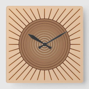 Reloj Cuadrado Aparición geométrica moderna - Marrón y Tan