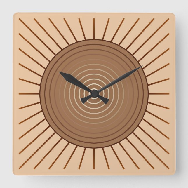 Reloj Cuadrado Aparición geométrica moderna - Marrón y Tan (Anverso)