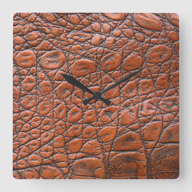 Reloj Cuadrado apariencia falsa de cuero de cocodrilo (Anverso)