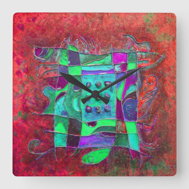 Reloj Cuadrado "Apertura de amapola" por Paul Buică (Anverso)