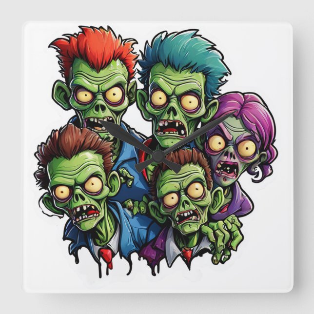 Reloj Cuadrado Apocalipsis zombie (Anverso)