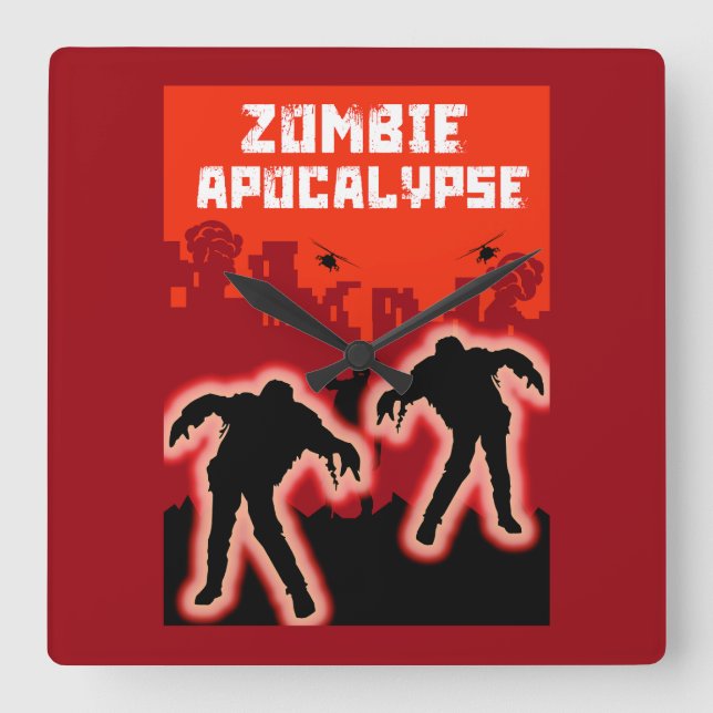 Reloj Cuadrado Apocalipsis zombie (Anverso)