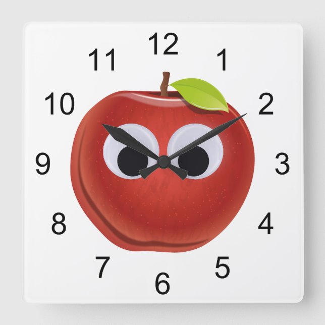Reloj Cuadrado Apple, fruta roja con ojos de google - Personaliza (Anverso)