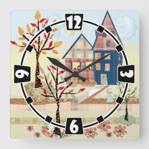 Reloj Cuadrado Applias, casas, aldea
