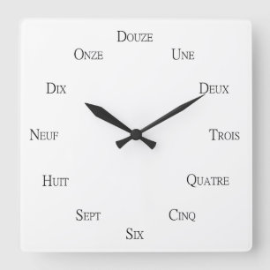 Reloj Cuadrado Aprendizaje de idiomas en números franceses person