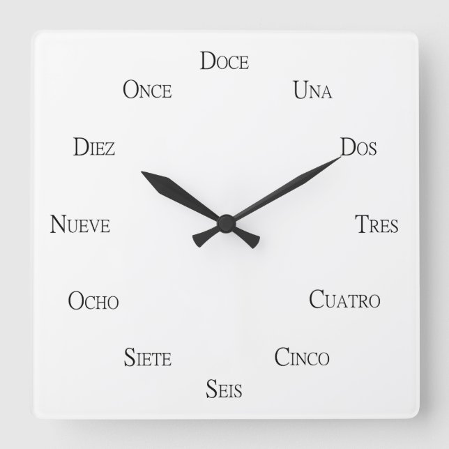Reloj Cuadrado Aprendizaje de la lengua española en números perso (Anverso)