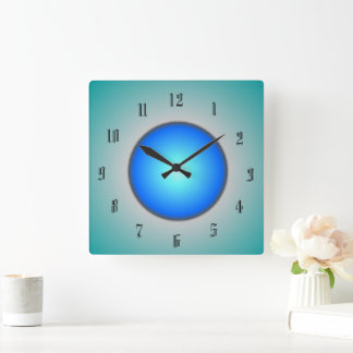 Reloj Cuadrado Aqua/Blue/Green Circle>Reloj de pared
