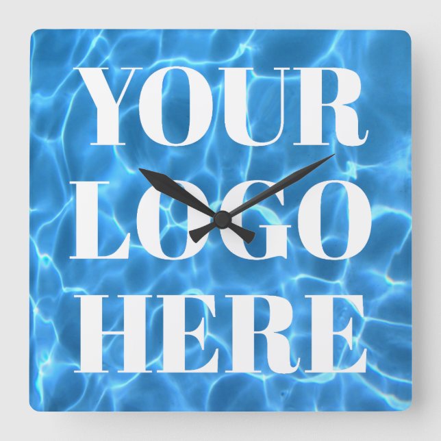 Reloj Cuadrado Aqua Blue Swimming Pool Photo for Your Logo (Anverso)