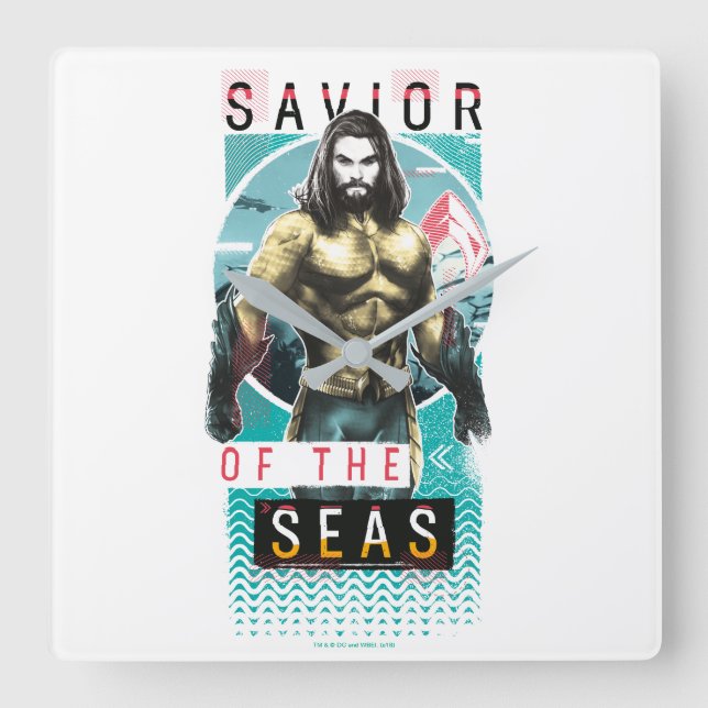 Reloj Cuadrado Aquaman | Gráfico modernista "Salvador De Mares" (Anverso)
