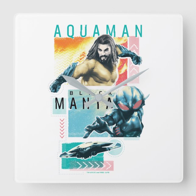 Reloj Cuadrado Aquaman | Modernist Aquaman & Black Manta Graphic (Anverso)