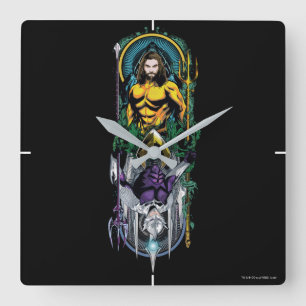 Reloj Cuadrado Aquaman   Orin & Orm Reversible Art Nouveau Panel