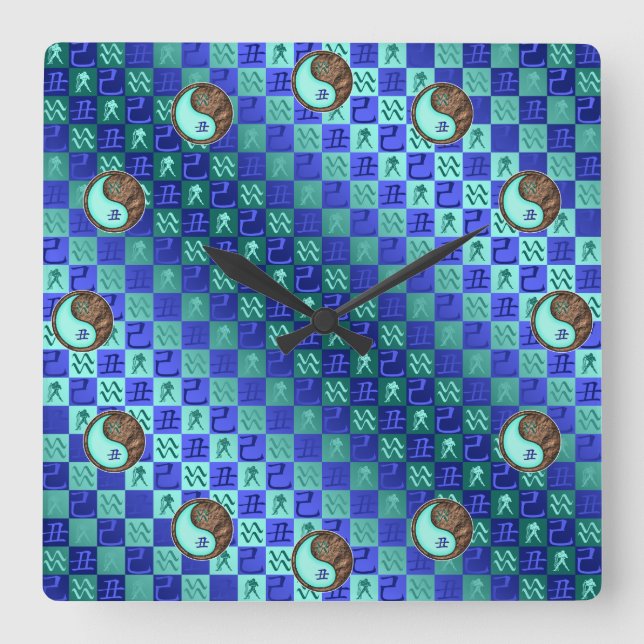 Reloj Cuadrado Aquarius & Earth Ox (Anverso)