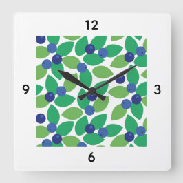 Reloj Cuadrado Arándano Moderno Patrón Elegante Verde Púrpura.