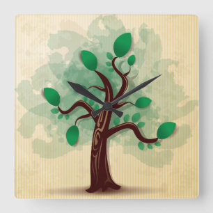 Reloj Cuadrado Árbol