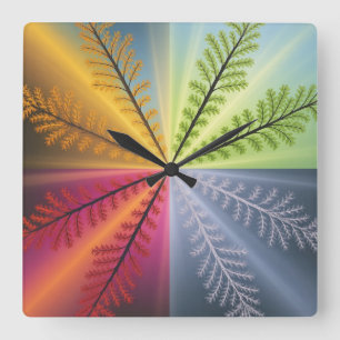 Reloj Cuadrado Árbol abstracto de las cuatro estaciones