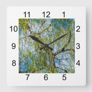 Reloj Cuadrado Árbol de aves - La primavera está en el aire