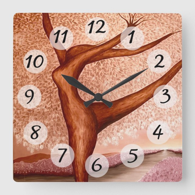 Reloj Cuadrado Árbol de baile (Anverso)