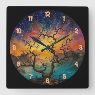 Reloj Cuadrado Árbol de Halloween muy asombrado en Guay
