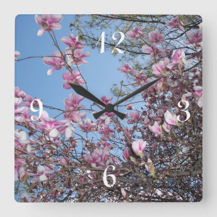 Reloj Cuadrado Árbol de la flor de cerezo