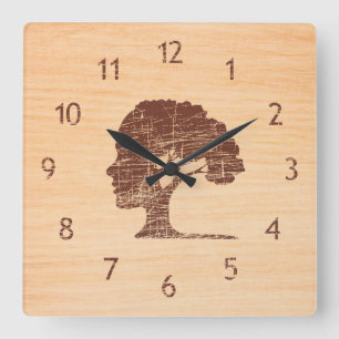 Reloj Cuadrado Árbol de madera rústico decorativo contemporáne